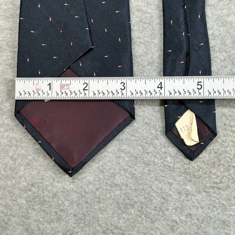 Vintage Brittany House London Silk Men's Tie Navy Red‎ Dot Classic